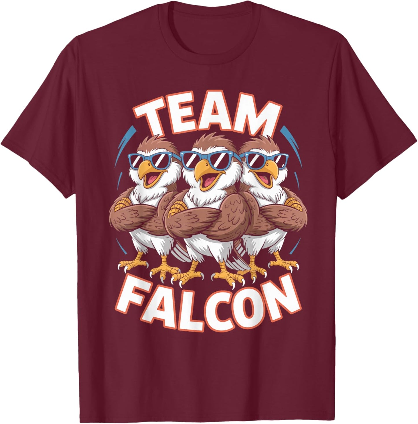 Team Falcon Funny Cartoon Bird of Prey Birthday Nature Party T-Shirt - T-Shirt | Maroon