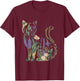 Boho Katze Pflanzen Damen Mädchen Herren Blumen T-Shirt - T-Shirt | Maroon