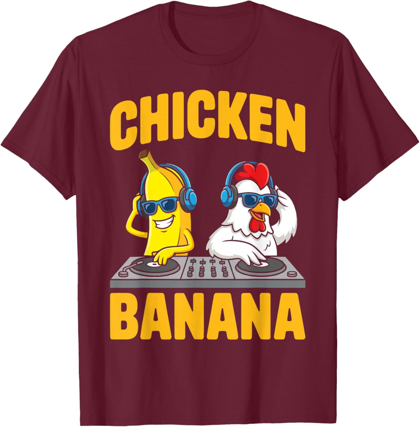 Funny Chicken Banana T-Shirt - T-Shirt | Maroon