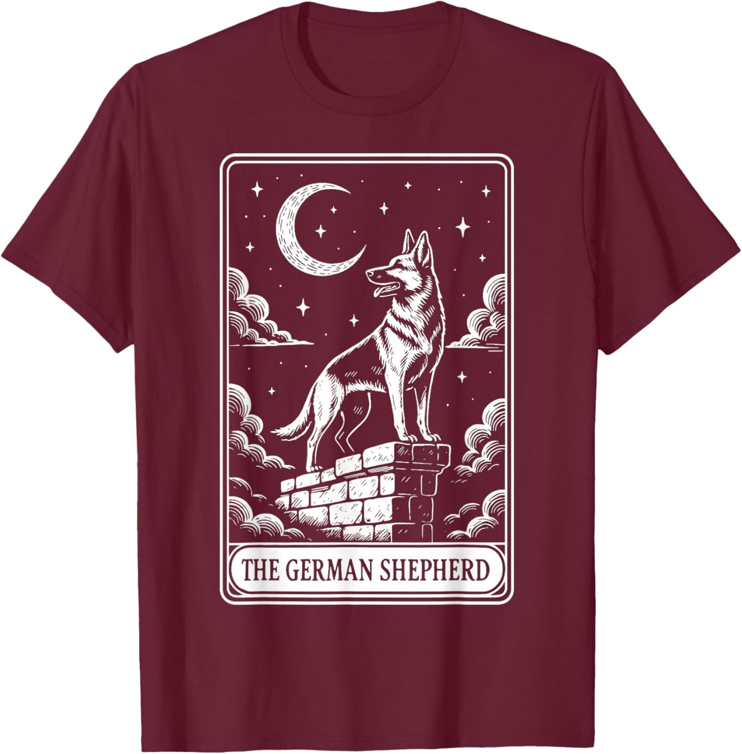 The German Shepherd Tarot Card T-Shirt - T-Shirt | Maroon