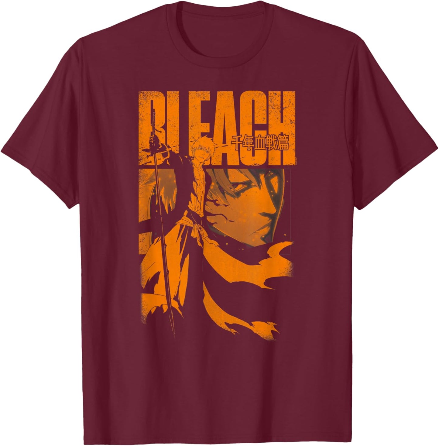 BLEACH: Thousand Year Blood War Orange Ichigo Pose Anime , black, S T-Shirt - T-Shirt | Maroon