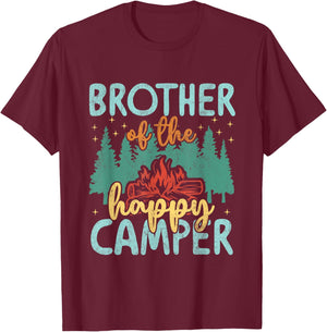 Brother of Happy Camper 1st Birthday Party Retro Brother T-Shirt - T-Shirt | Maroon
