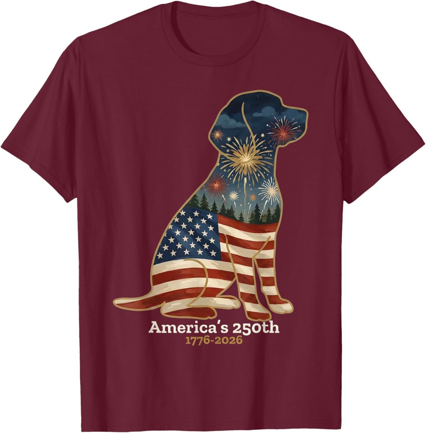 Beagle America's 250th Anniversary 4th of July T-Shirt - T-Shirt | Maroon