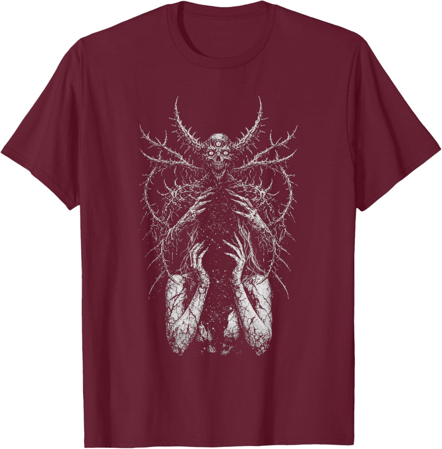 Skull Demon Cryptid Eldritch Horror Goth Occult Aesthetic T-Shirt - T-Shirt | Maroon