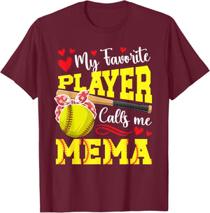 Proud Softball Mema Of A Softball Player Mema T-Shirt - T-Shirt | Maroon