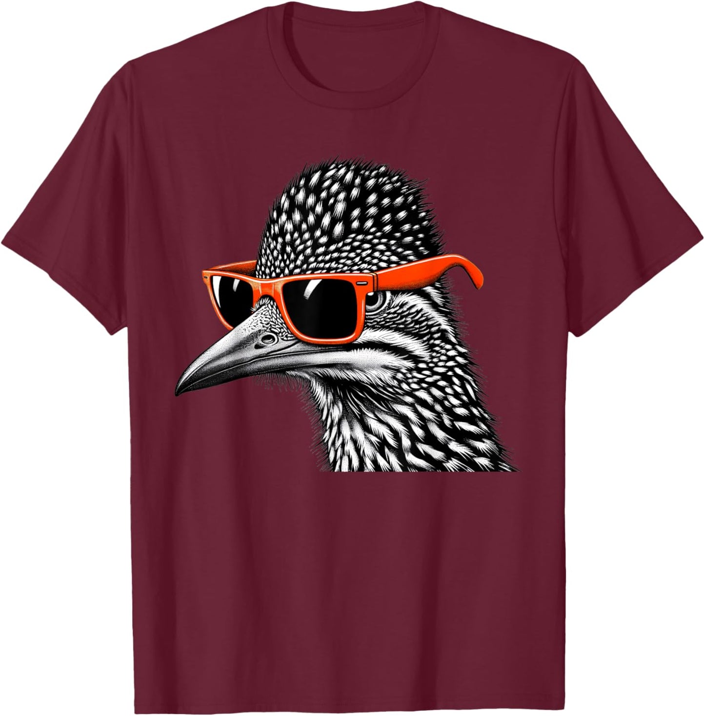Cool Roadrunner Bird Wearing Sunglasses Graphic Art T-Shirt - T-Shirt | Maroon