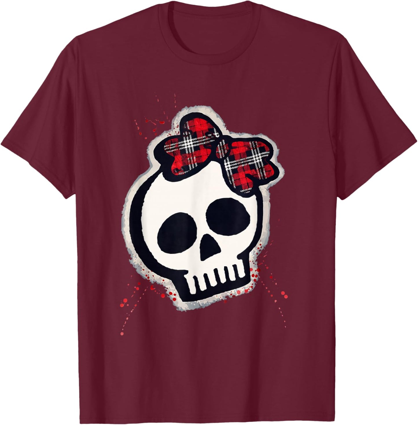 Punk Skull Cute Y2K Vintage Emo Scene T-Shirt - T-Shirt | Maroon