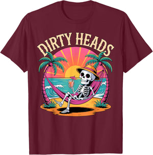 Dirty Heads Skeleton Beach Summer Vacation T-Shirt - T-Shirt | Maroon