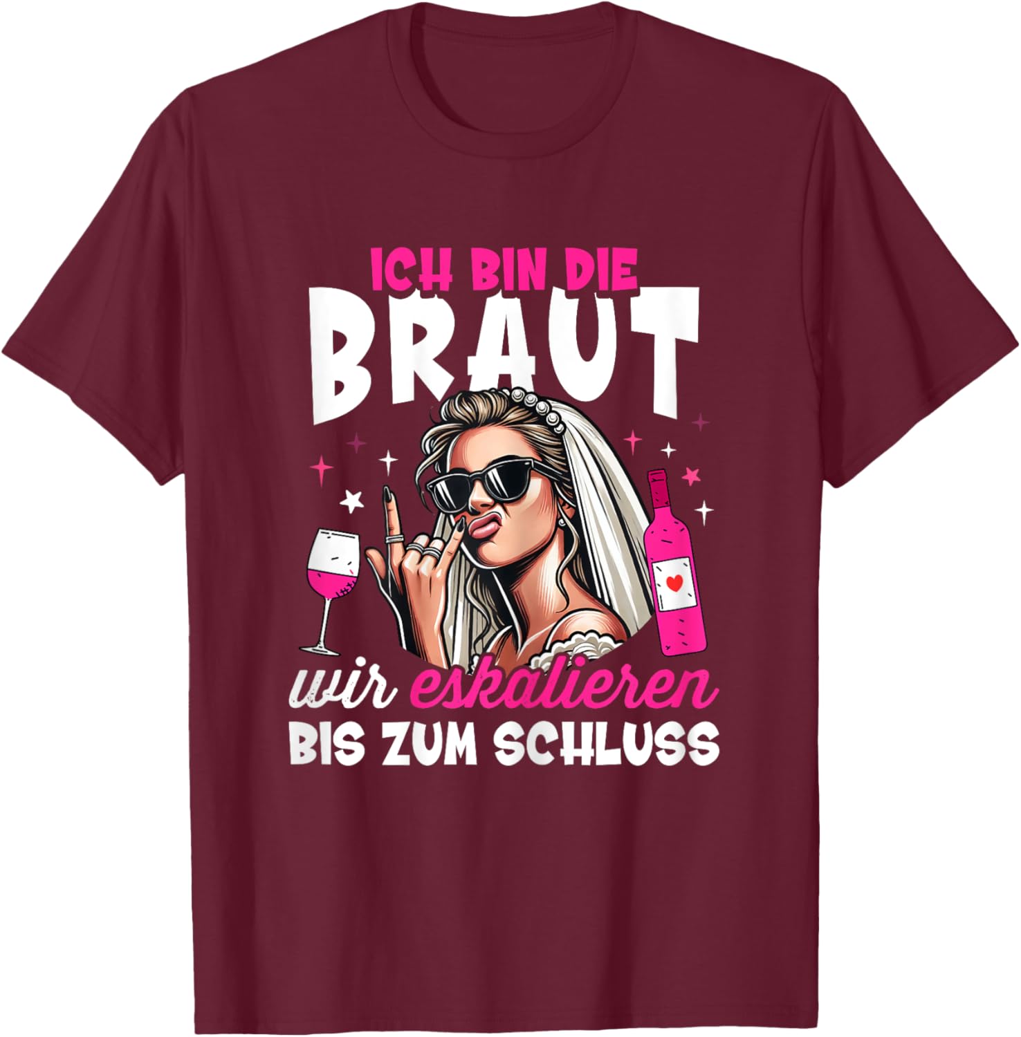 Hen Party Bride Bridal Night Stag Night Women's , black T-Shirt - T-Shirt | Maroon