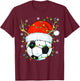 Santa Soccer Ball Xmas Lights Christmas Soccer Player T-Shirt - T-Shirt | Maroon