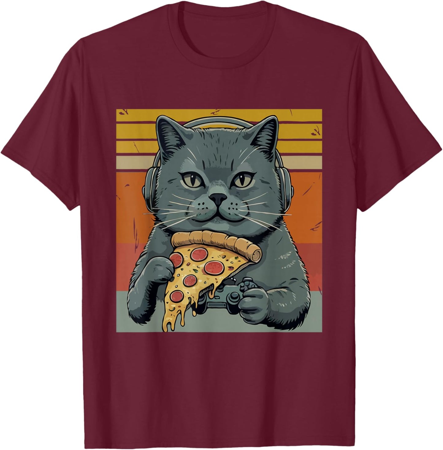 Cats Video Gaming Pizza All Need Cat Lover Gamer T-Shirt - T-Shirt | Maroon