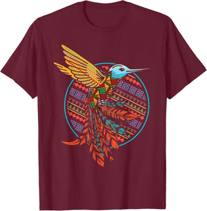 InGENIUS Native American Indian Day Shirts & Gifts Hummingbird Tribal Art Native American Indian Indigenous T-Shirt - T-Shirt | Maroon