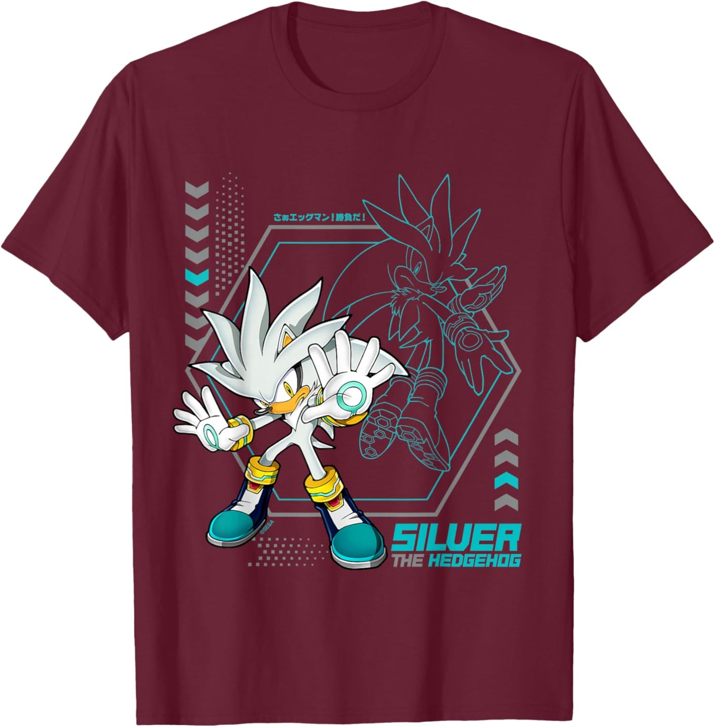 Sonic the Hedgehog Silver Future Force Psychic Power T-Shirt - T-Shirt | Maroon