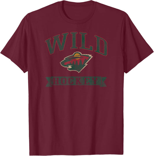 Minnesota Wild Vintage Hockey White Officially Licensed T-Shirt - T-Shirt | Maroon