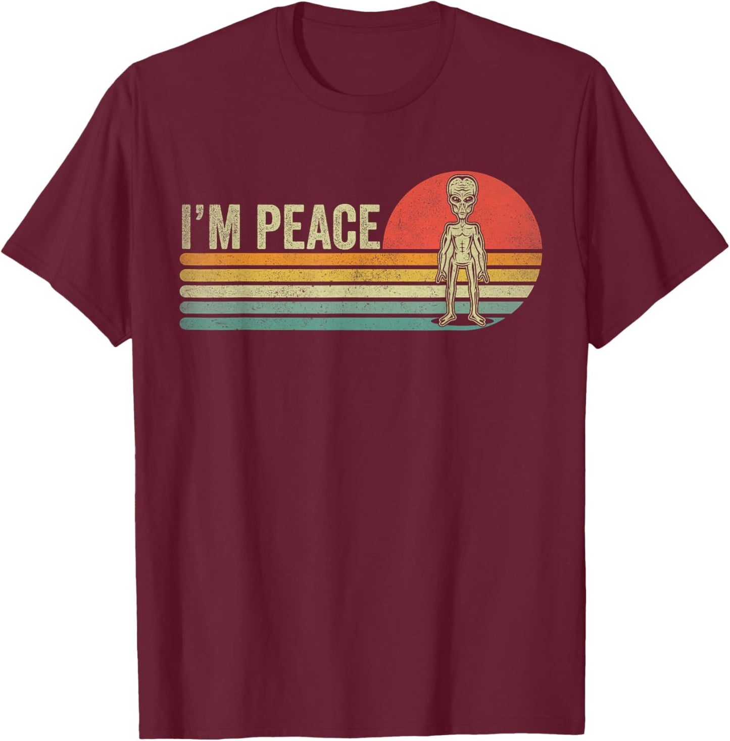 I Come In Peace im Peace Matching Couples Alien T-Shirt - T-Shirt | Maroon
