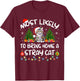 Most Likely To Bring Home A Stray Cat Matching Christmas T-Shirt - T-Shirt | Maroon