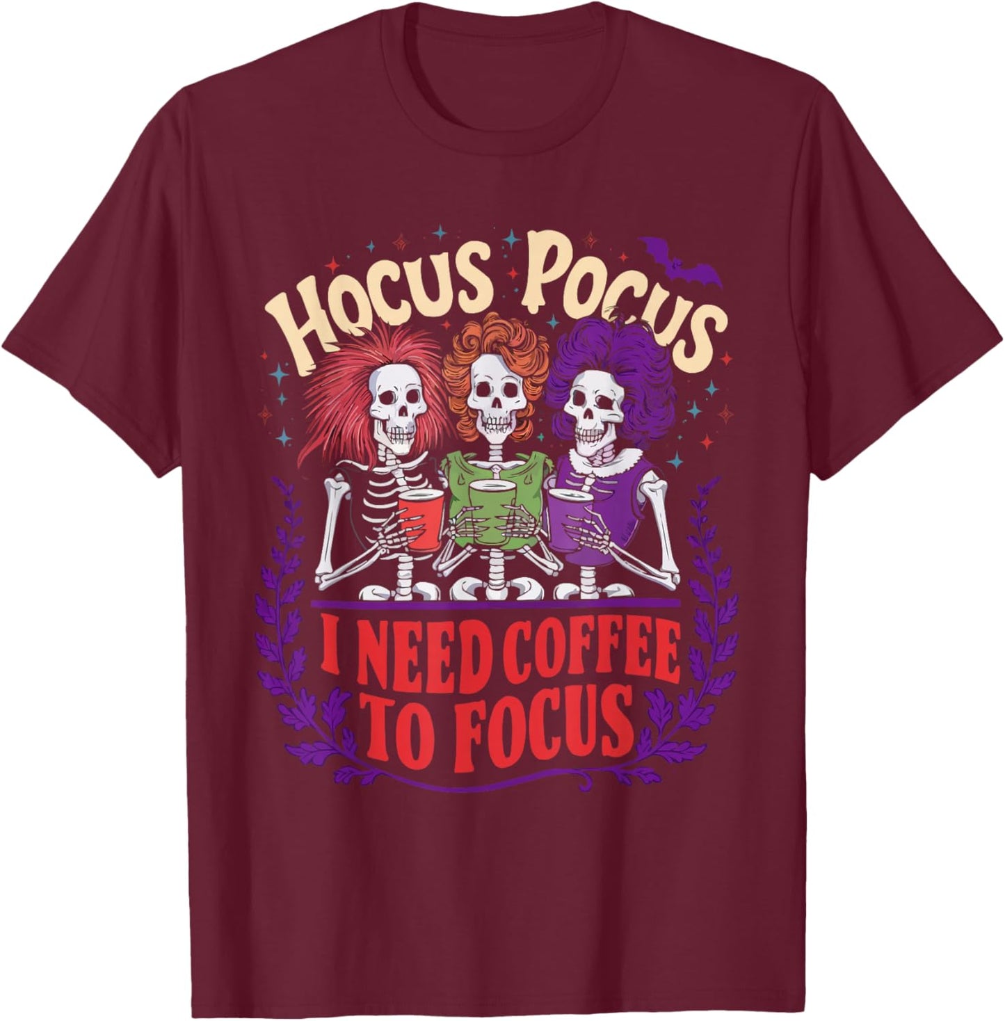Coffee Halloween Spooky Caffeine Coffeeholic Trick Or Treat T-Shirt - T-Shirt | Maroon