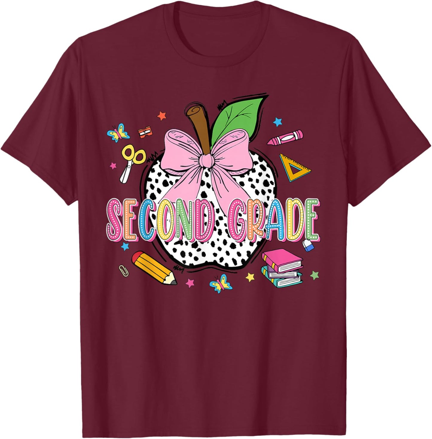 Second Grade Happy First Day of 2nd Grade Back To School T-Shirt - T-Shirt | Maroon