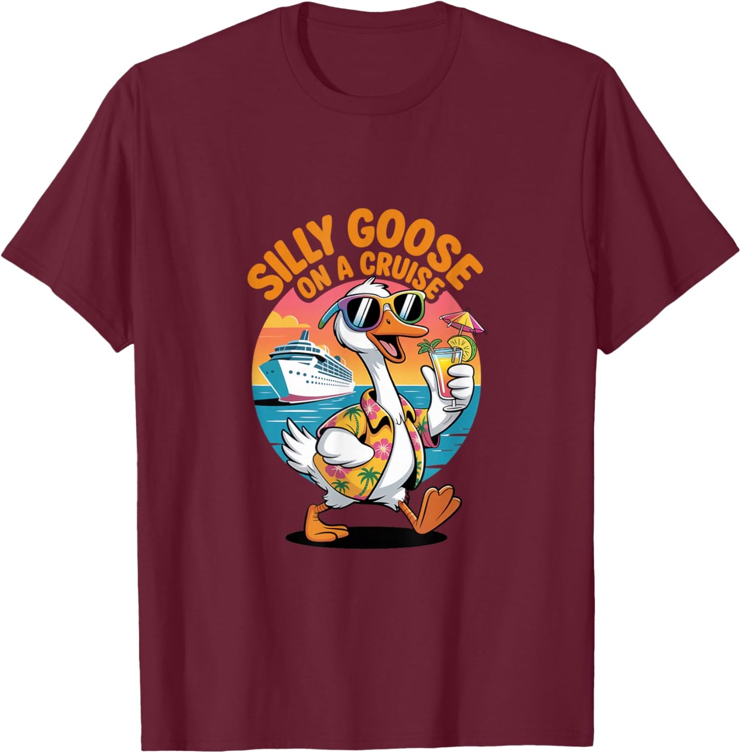 Silly Goose On A Cruise Matching Group Family T-Shirt - T-Shirt | Maroon