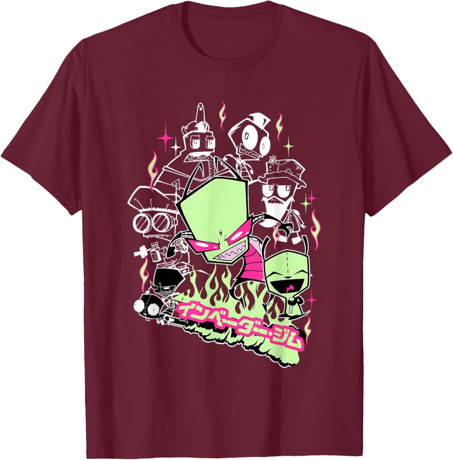 Invader Zim Japanese Aesthetic Collage T-Shirt - T-Shirt | Maroon