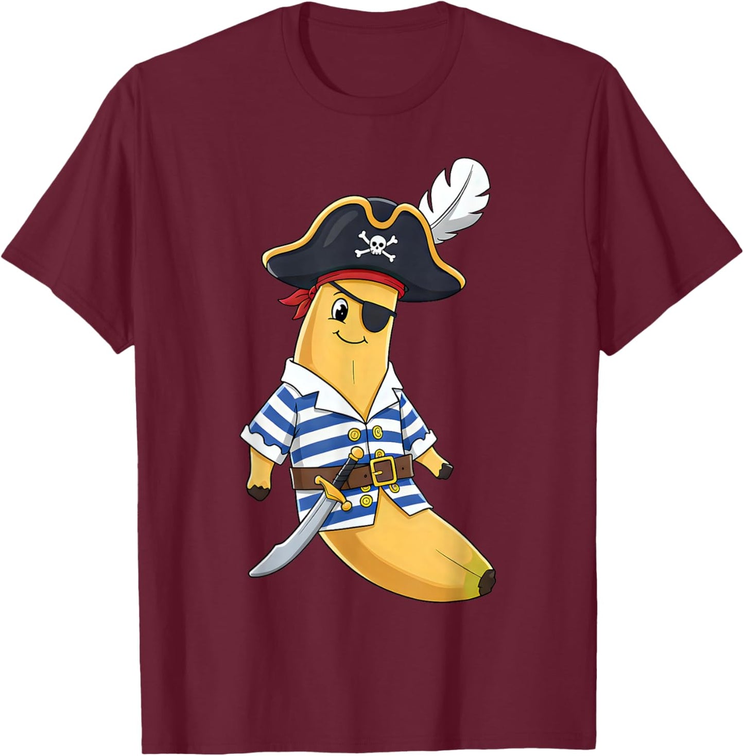 Funny Banana Pirate Captain for Halloween Party Costume Cool T-Shirt - T-Shirt | Maroon