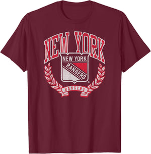 New York Rangers Vintage Victory Blue Officially Licensed T-Shirt - T-Shirt | Maroon