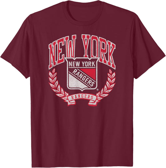 New York Rangers Vintage Victory Blue Officially Licensed T-Shirt - T-Shirt | Maroon
