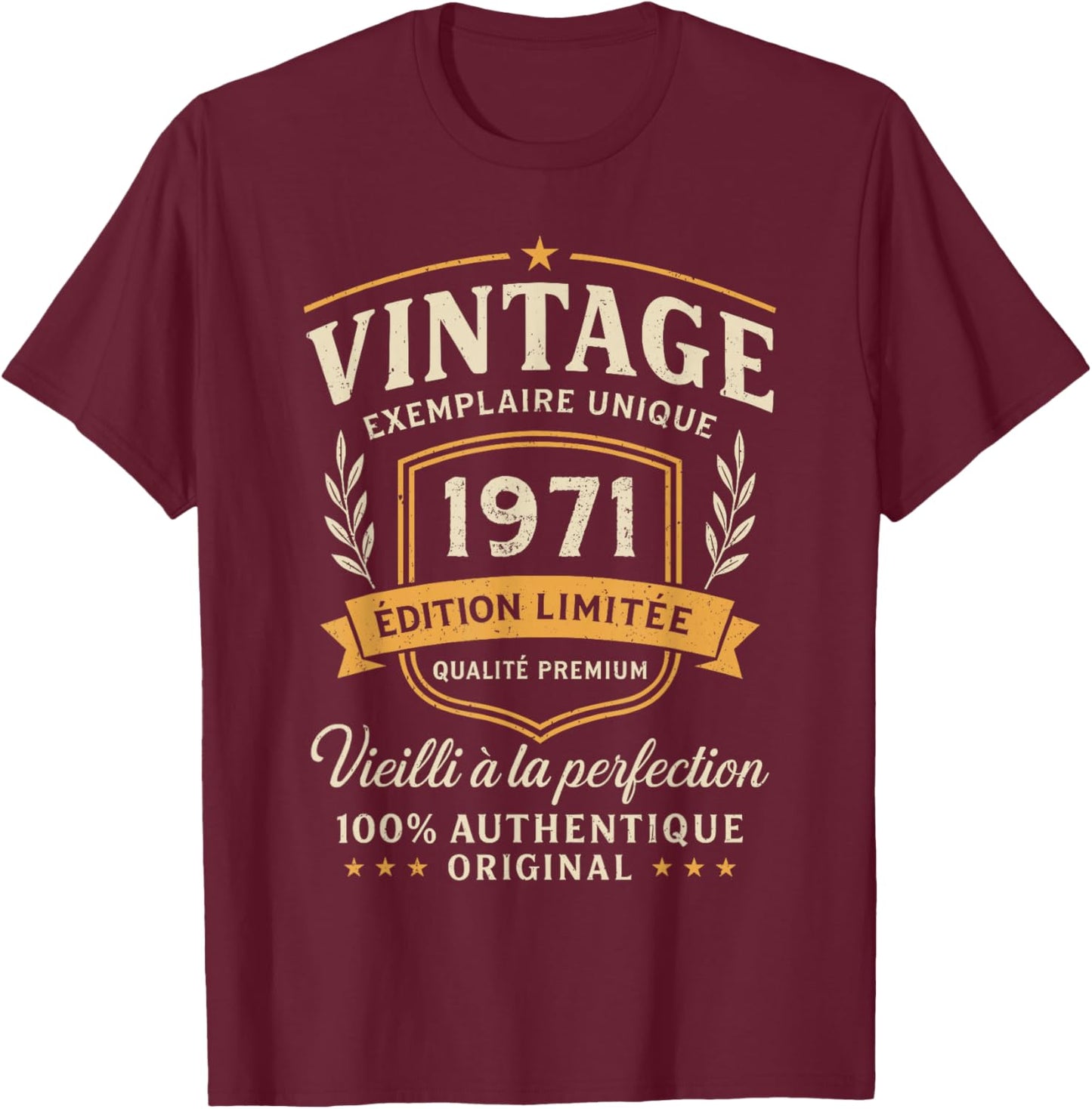 55th Birthday Gift Vintage 1971 Humour 55 Years Man T-Shirt - T-Shirt | Maroon