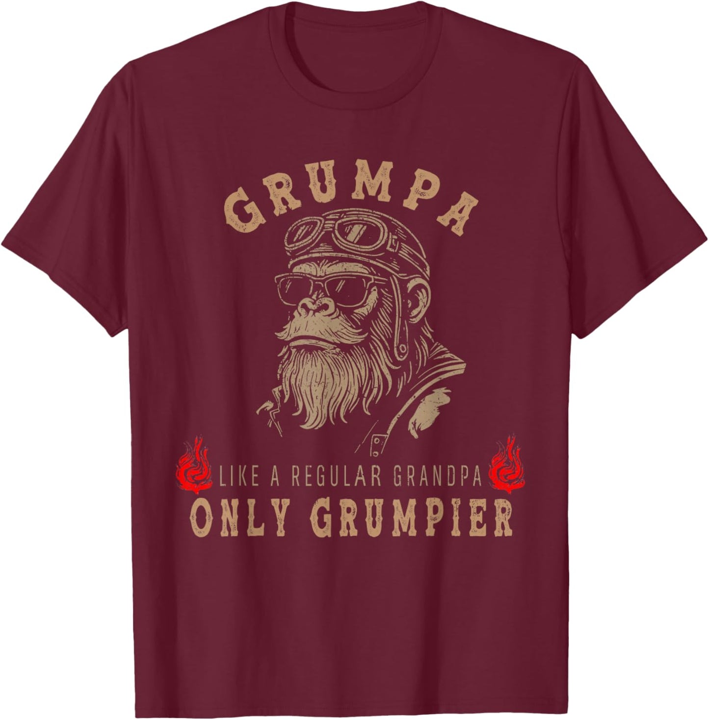 Grumpa Like A Regular Grandpa Only Grumpier Monkey T-Shirt - T-Shirt | Maroon
