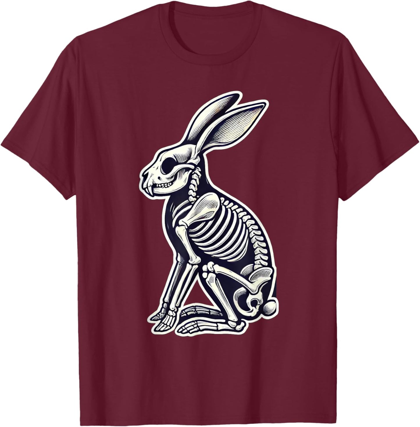 Rabbit Bunny Skeleton Halloween T-Shirt - T-Shirt | Maroon