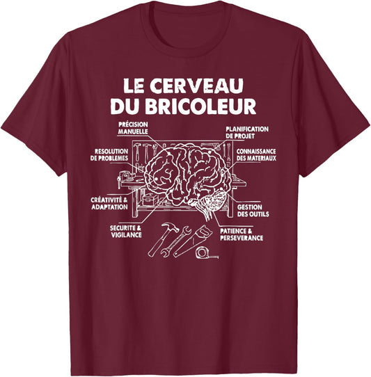The Brain of Handyman DIY Funny Man T-Shirt - T-Shirt | Maroon