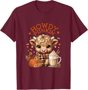 Highland Cow, Cute and Cozy Ready for Fall Fun! T-Shirt - T-Shirt | Maroon