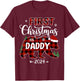 First Christmas As Daddy 2024 Bear Santa Hat Pregnancy Baby T-Shirt - T-Shirt | Maroon