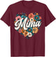 Mima Floral Heart Flower Mother's Day Vintage Retro T-Shirt - T-Shirt | Maroon