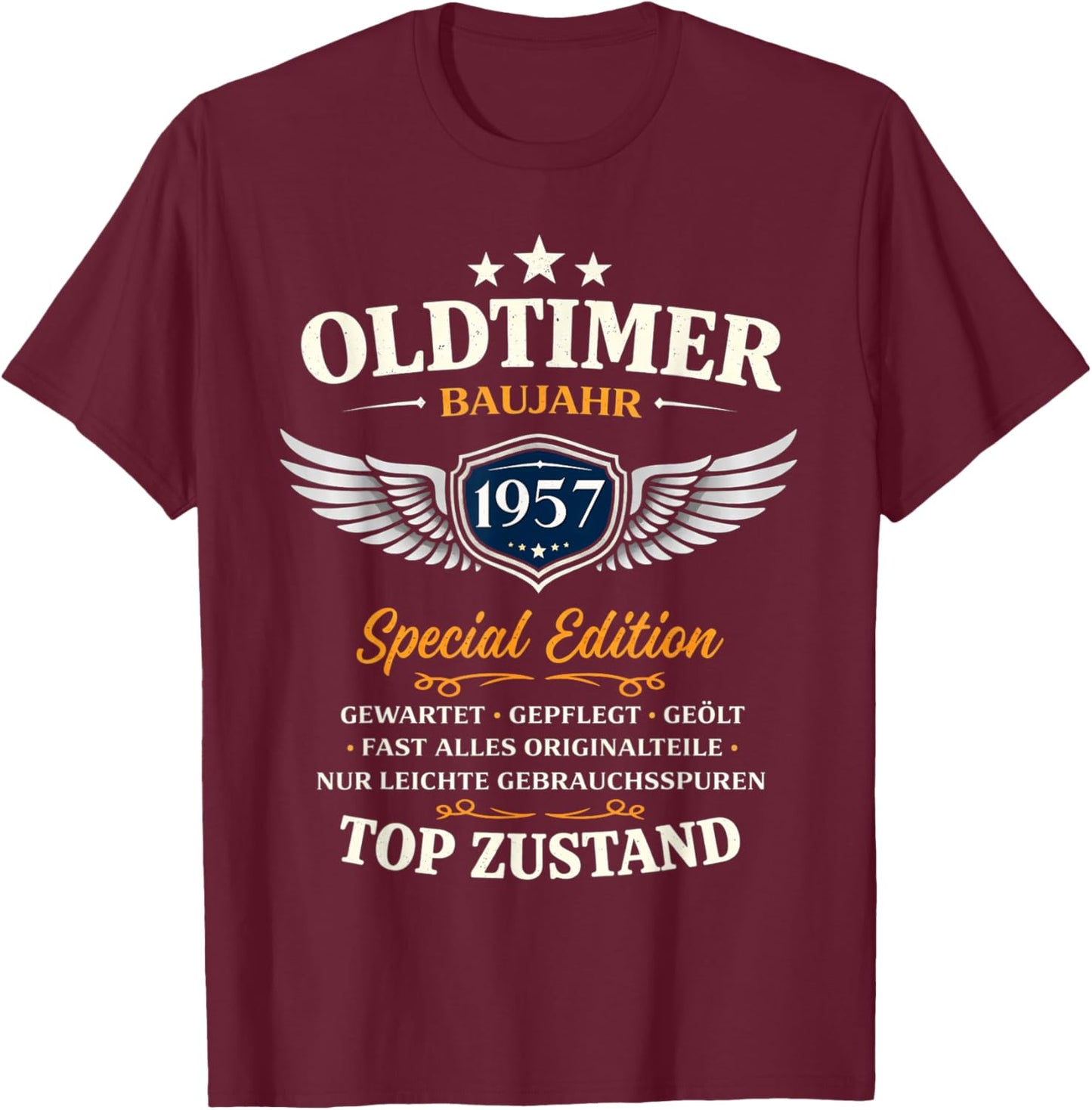 69. Geburtstag Geschenk Mann Frau Vintage Oldtimer 1957 T-Shirt - T-Shirt | Maroon