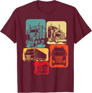 Routier Camion Chauffeur Conducteur Poids Lourds Retro T-Shirt - T-Shirt | Maroon