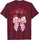 Coquette Bow Pink Gingerbread Christmas Girly Xmas Holiday T-Shirt - T-Shirt | Maroon