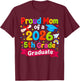 Proud Mom of 2026 5th Grade Graduate Fifth Grade Graduation T-Shirt - T-Shirt | Maroon
