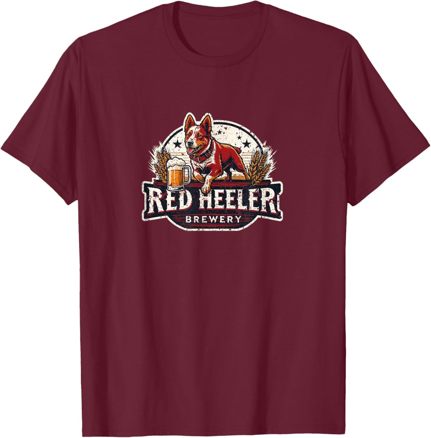 Red Heeler Brewery distressed Vintage Style Cattle Dog Women T-Shirt - T-Shirt | Maroon