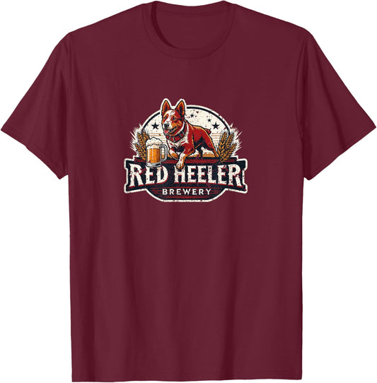 Red Heeler Brewery distressed Vintage Style Cattle Dog Women T-Shirt - T-Shirt | Maroon
