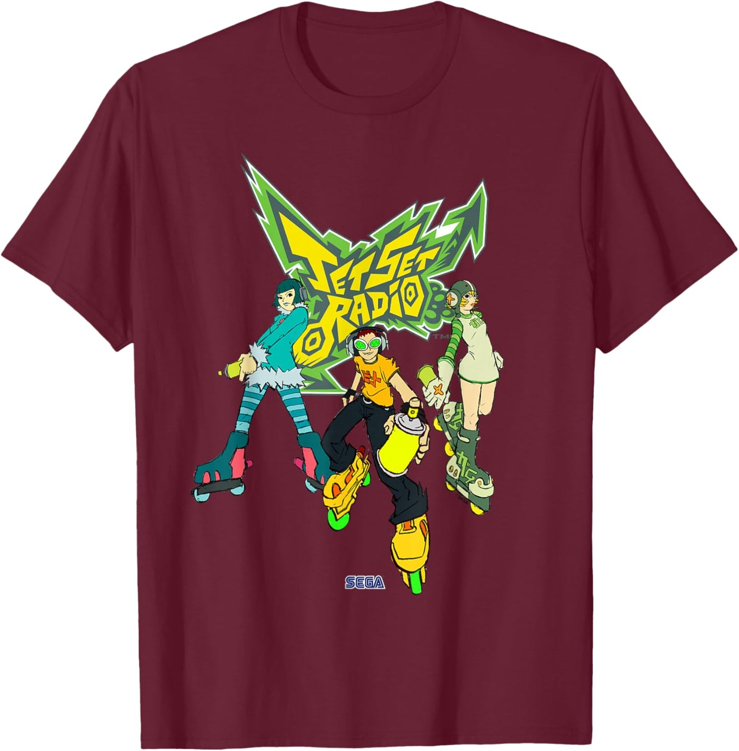 Jet Set Radio group Mew, Beat, Gum SEGA Dreamcast video game T-Shirt - T-Shirt | Maroon
