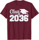 Class of 2036 Grow with me T-Shirt - T-Shirt | Maroon