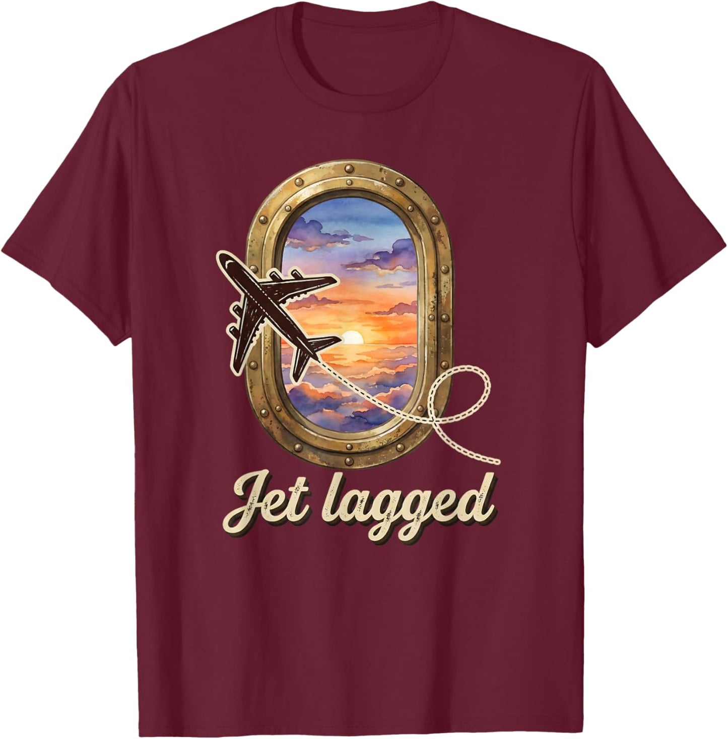 Flight Attendant Jet Lagged Stewardess Aviation T-Shirt - T-Shirt | Maroon