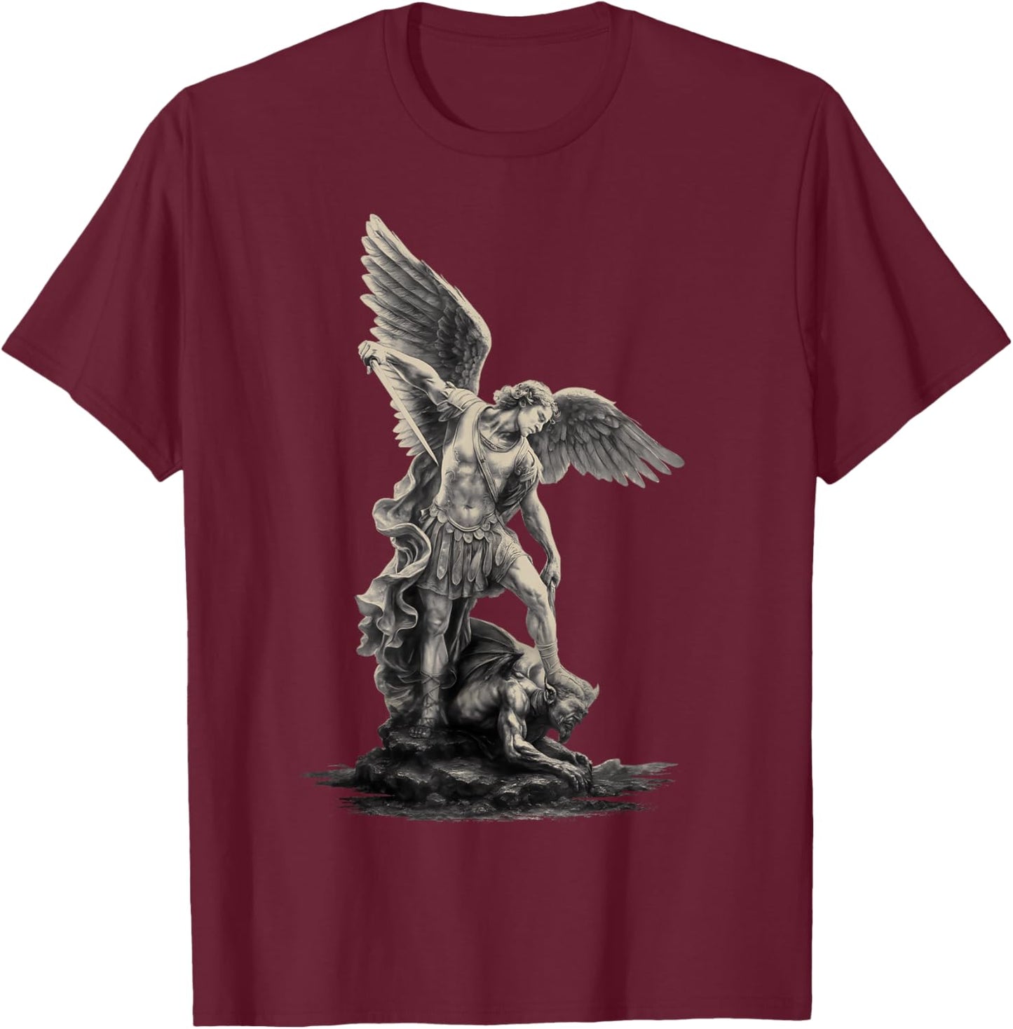 Archangel Michael Christian Streetwear Religious Her T-Shirt - T-Shirt | Maroon