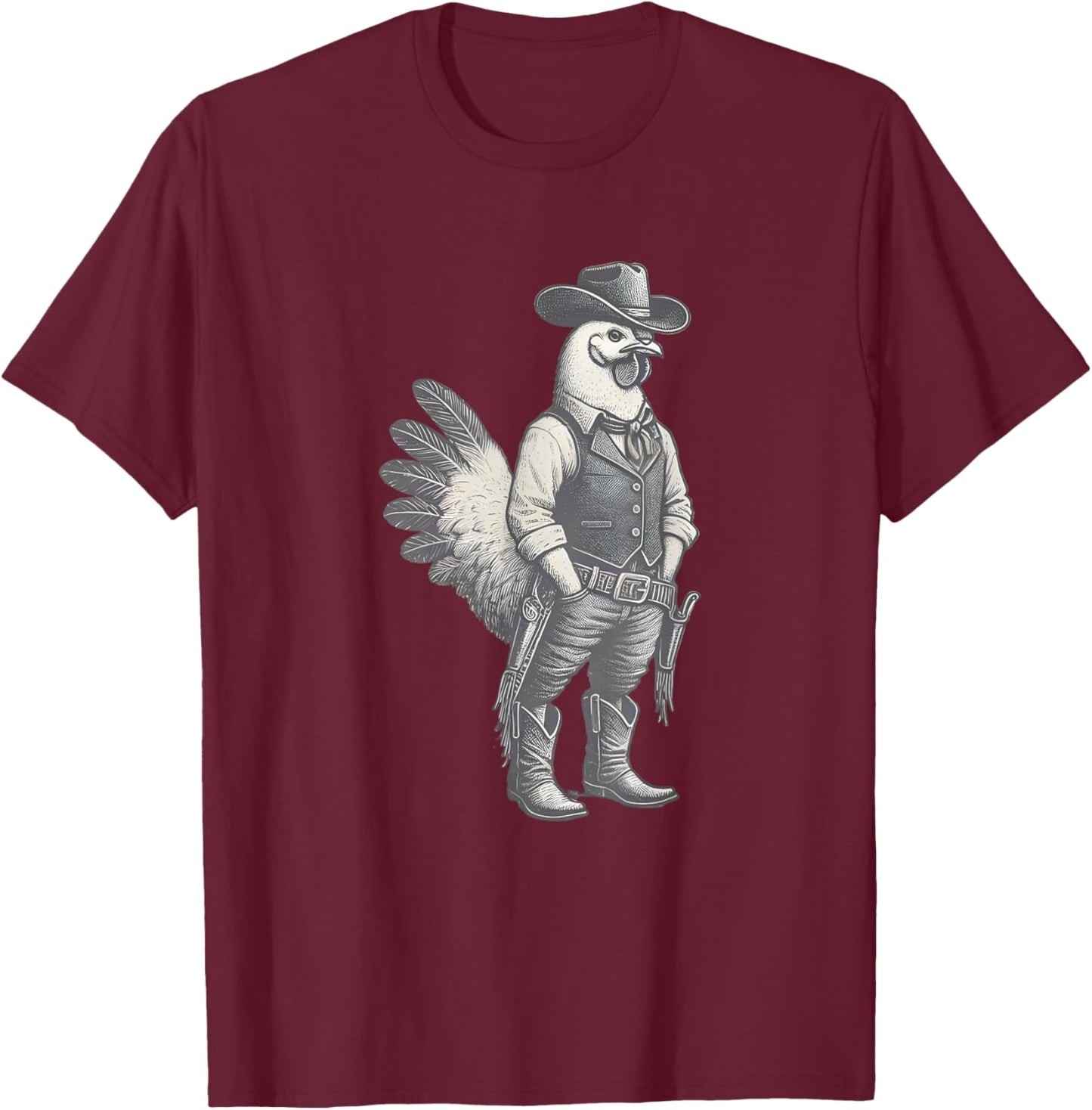 Vintage Rooster Cowboy Western Country T-Shirt - T-Shirt | Maroon