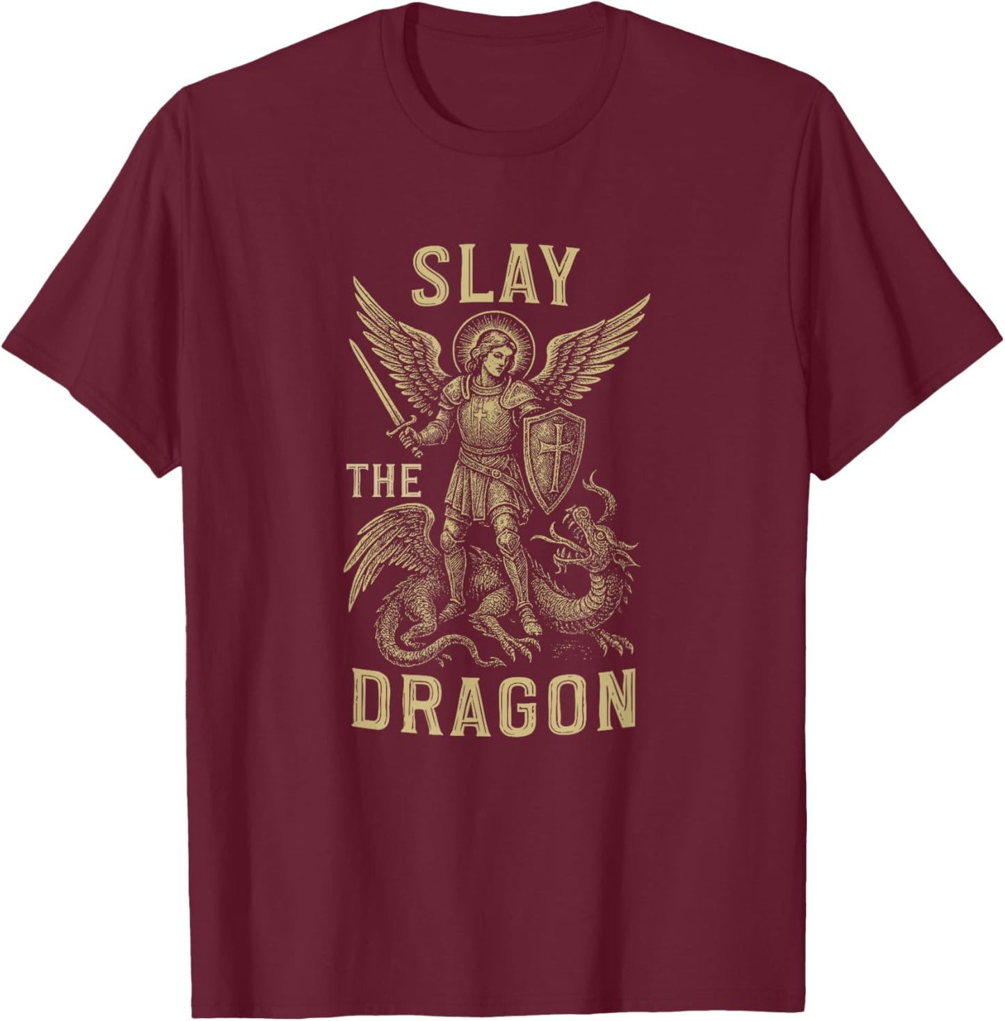 St. Michael The Archangel Catholic Graphic T-Shirt - T-Shirt | Maroon