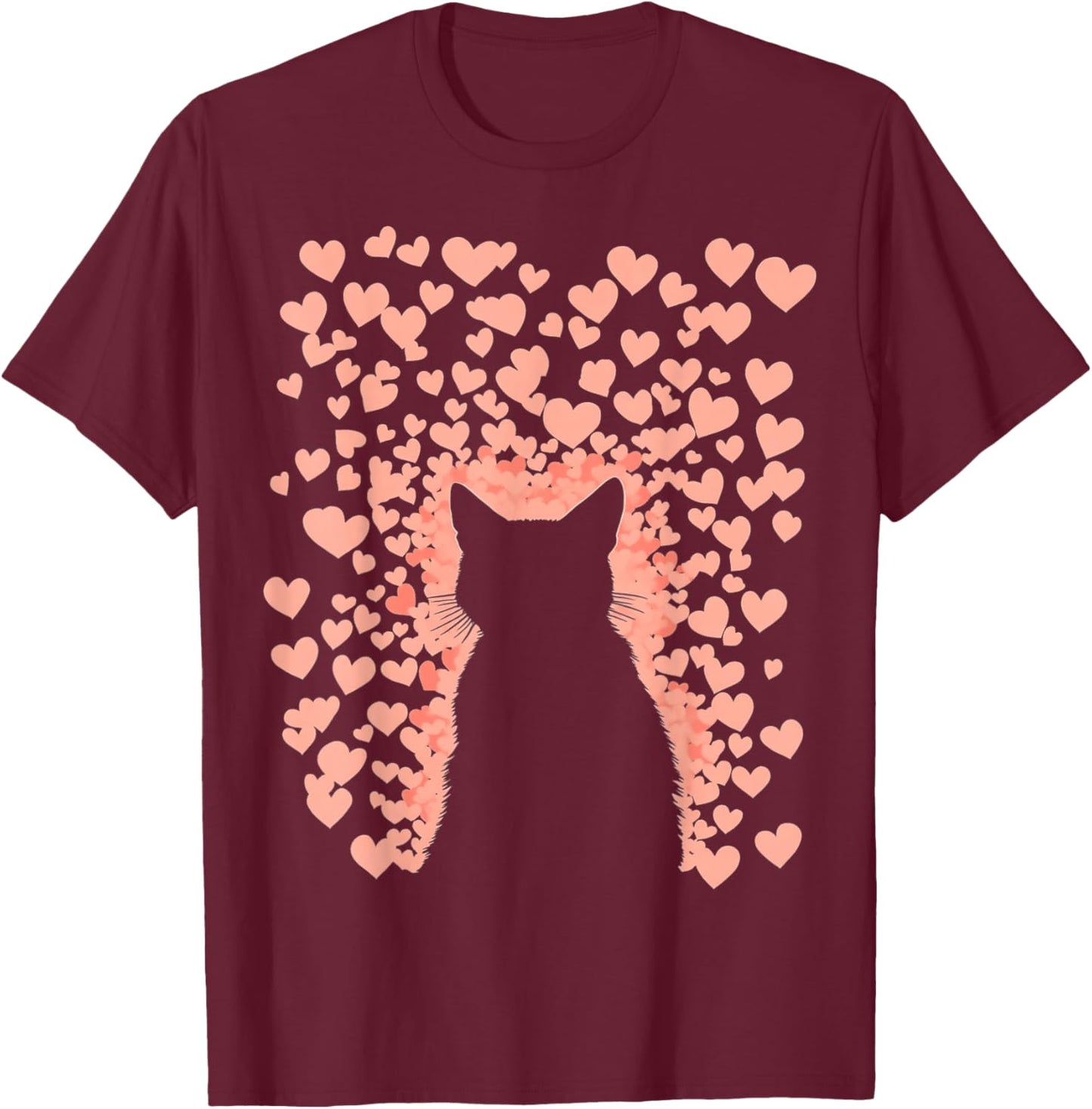 Valentines Day Cat Valentine T-Shirt - T-Shirt | Maroon