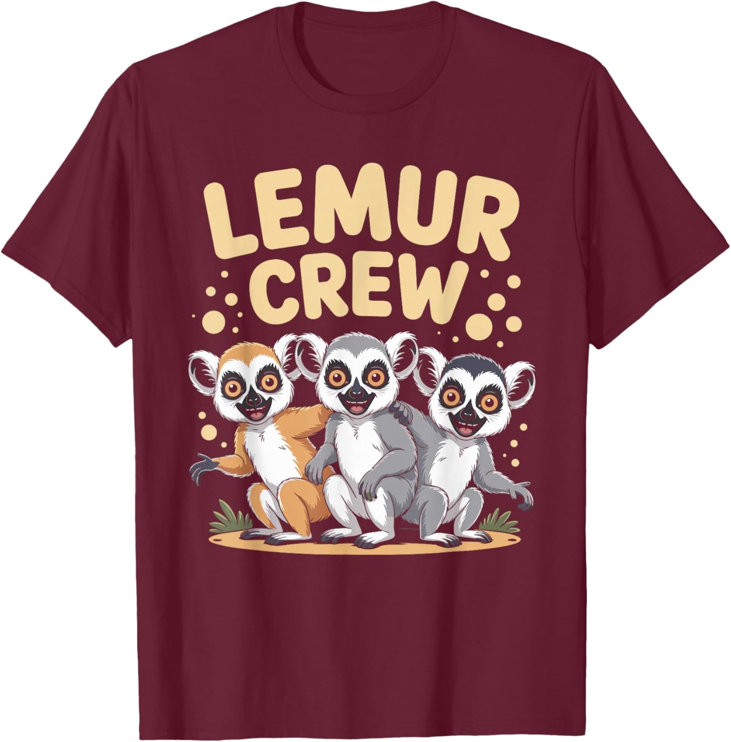 Lemur Crew Funny Cartoon Jungle Primate Kids Birthday Party T-Shirt - T-Shirt | Maroon