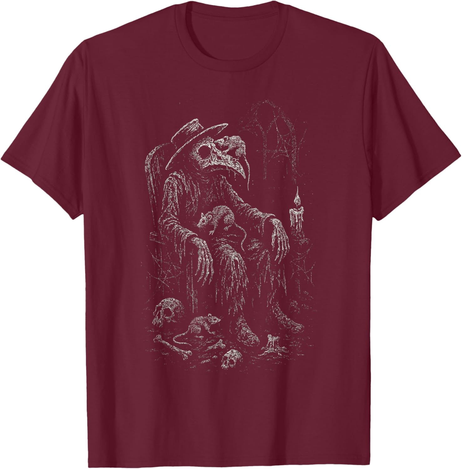 Plague Doctor Rats Horror Emo Goth Alt Deathcore Dark Art T-Shirt - T-Shirt | Maroon