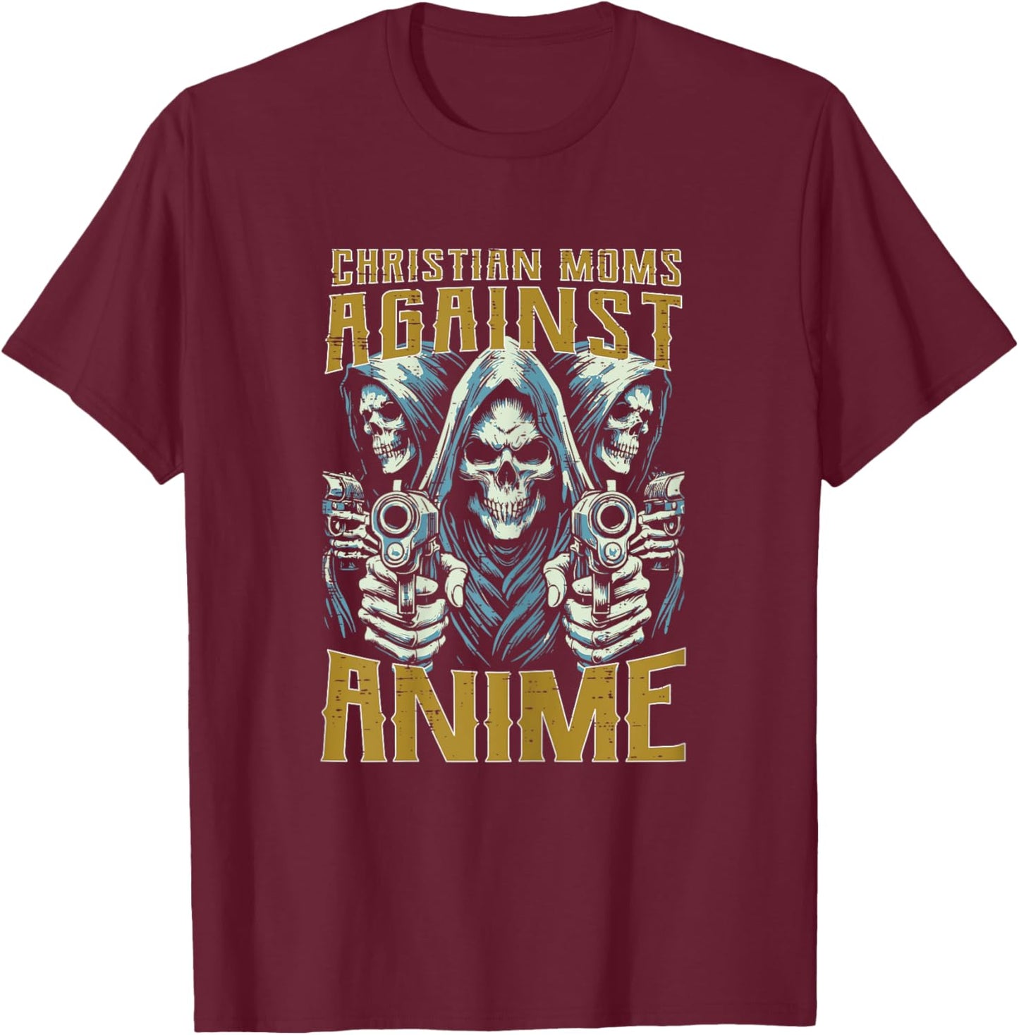 Christian Mom Against Anime Funny Bootleg Cringe Mama Women T-Shirt - T-Shirt | Maroon